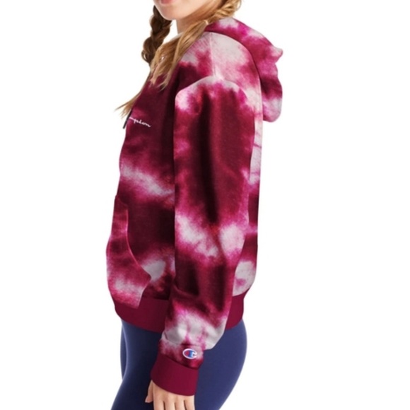 Champion Campus French Terry Hoodie Cloud Burst Hush Pink Tie Dye - Picture 2 of 4